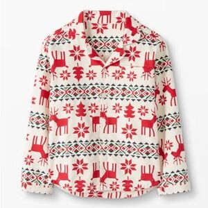 Hanna Andersson Organic Cotton Dear Deer Christmas Pajama Top Unisex Kid Size 12